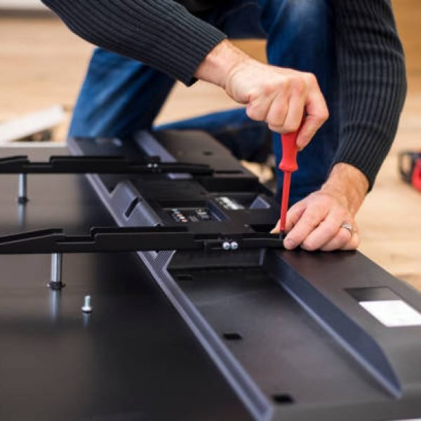 Close-up photo of TV wall bracket installation